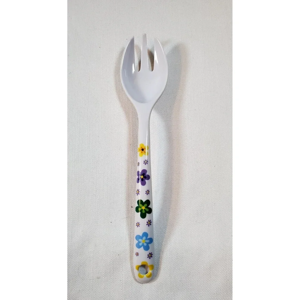 Kitchen Utensil Set Floral Salad Spoon Fork Silicone Basting Brush Bamboo‎